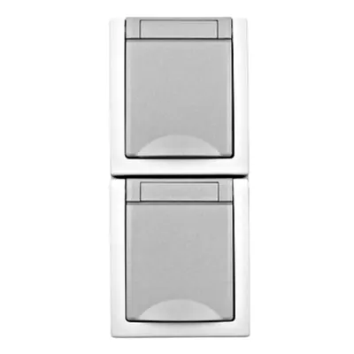 Priză dublă PE+capac, 16A, vertical, PT, cl.elastice, IP54