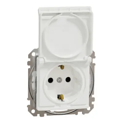 Sedna Design, Priza 2P+E cu obturatoare si capac, IP44, fara surub, alb