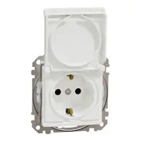 Sedna Design, Priza 2P+E cu obturatoare si capac, IP44, fara surub, alb
