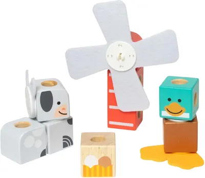 Constructor din lemn Melissa & Doug Blockables - Fermă, 16 piese