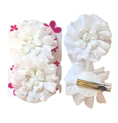 Clame cu pampon cu floare perla, set 24 buc, Angro