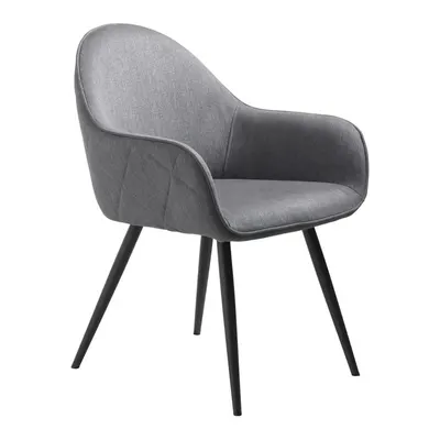 Scaun de sufragerie gri cu cotiere tapițat Minto – Unique Furniture
