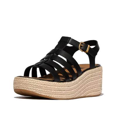 FITFLOP FitFlop Platfforms Espadr. Leather Fisherman Wedge Sandals ZWART 42