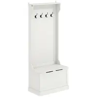 HOMCOM Cuier pantofar cu bancă de depozitare 4 cârlige Stil modern 71,5x39,5x170 cm Alb | Aosom Romania