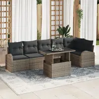 Set de canapele gradina Gossi cu perne gri din ratan polietilena, canapea gradina Gossi cu depozitare & perne gri din ratan polietilena
