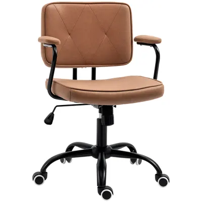 Vinsetto Scaun de birou cu rotile, scaun de birou reglabil inaltime cu functie de leganare rotire 360° inclinabil spuma maro 61 x 58 x 82-91 cm | Aosom Romania