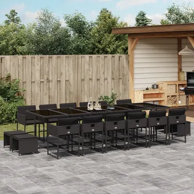 Gossi set mobilier de gradina cu perne, 17 piese, negru, poliratan