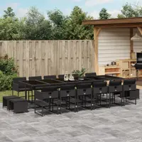 Gossi set mobilier de gradina cu perne, 17 piese, negru, poliratan