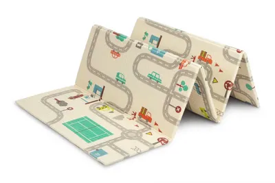 Covoras pliabil multifunctional Toyz pentru copii cu 2 fete,din spuma XPE fara substante nocive, antiderapant, izolator termic 200x180x1 cm, geanta transport inclusa Cars
