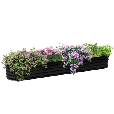 Outsunny Grădiniera ridicată pătrată pentru grădină din oțel modular pentru legume, plante, flori, dim. 240 x 62 x 30cm | Aosom Romania