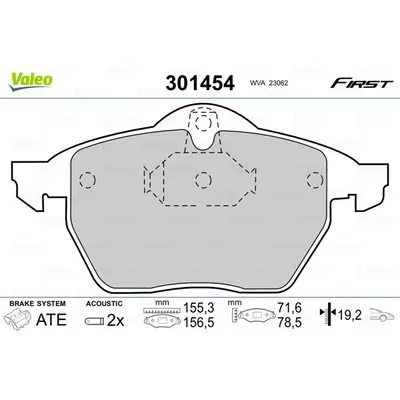 Set placute frana, frana disc VALEO 301454
