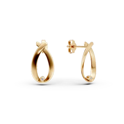 Cercei geometrici din aur galben cu diamante de 0.01ct