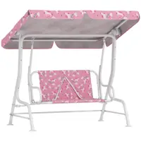 AIYAPLAY Leagăn pentru Copii de Exterior cu 2 Locuri, Acoperiș Reglabil și Centuri de Siguranță, Leagăn Grădină și Interior din Oțel și Material Oxford, Max 60 kg, 112x75x120 cm, Roz | Aosom Romania