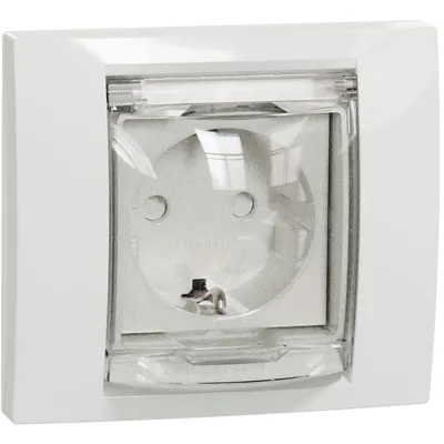 Priza 2P+E IP44 obturatoare+capac incastrata Schneider Noua Unica NU003718, alb