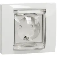 Priza 2P+E IP44 obturatoare+capac incastrata Schneider Noua Unica NU003718, alb