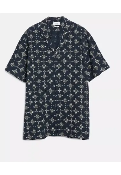 Big Sizes Camasa barbati big sizes - din bumbac - cu imprimeu - Resort fit - Bleumarin inchis