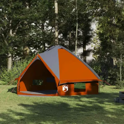 vidaXL Cort Teepee pentru 8 Persoane 8 persoană Gri și Portocalie