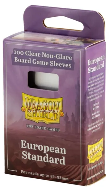 Protecții pentru cărți Dragon Shield - European Standard, Clear/Non-Glare, 59 x 92 mm (100 buc)