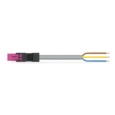 pre-assembled connecting cable; Eca; Plug/open-ended; 3-pole; Cod. B; 1 m; 1,00 mm²; pink