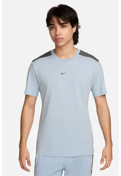Tricou din bumbac cu detaliu cu monograma - Gri/Albastru glaciar