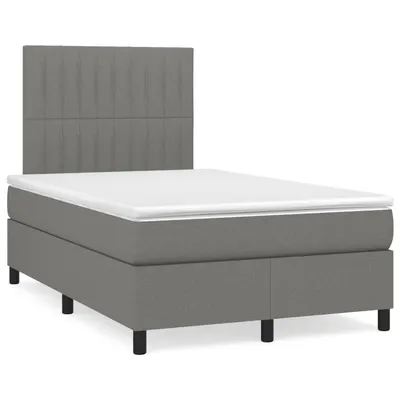 Gossi pat cu arcuri, saltea si led, gri inchis, 120x190 cm, textil