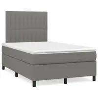 Gossi pat cu arcuri, saltea si led, gri inchis, 120x190 cm, textil