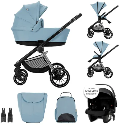 Cărucior pentru bebeluși 3 în 1 Lorelli Premium - Bianca, Blue