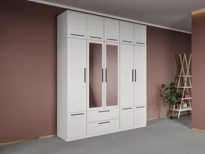 Dulap dormitor Alb 5U cu oglinda+suprapozabil - Madrid