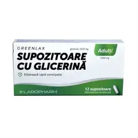 Supozitoare cu glicerină pentru adulți Greenlax, 12 bucăți, Laropharm