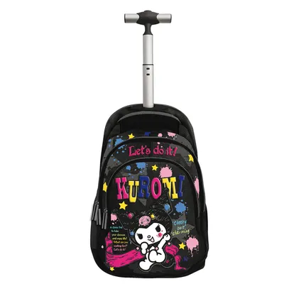 Ghiozdan tip troler cu maner telescopic, Graffiti, Kuromi Sketchy