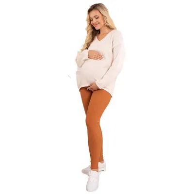 Colanti, Pentru gravide, Grosi, Pentru vremea rece, Cu talie speciala, Certificati Oeko Tex Standard 100, Din bumbac si elastan, Masura S, Caramel