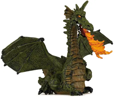 Figurina Papo The Enchanted World – Dragon care sufla foc, verde