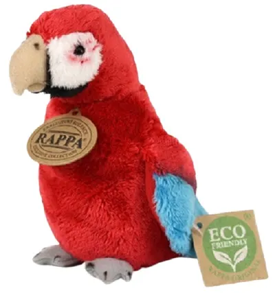 Jucărie de pluș Rappa Eco Friends - Papagal, Ara roșie, 15 cm