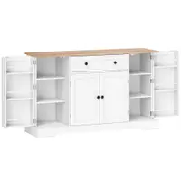 HOMCOM Bufet de bucătărie cu sertar rafturi pe uși rafturi reglabile bar pentru cafea 138x40x83,5 cm Alb | Aosom Romania