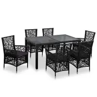 Gossi set mobilier de exterior, 7 piese, negru, poliratan