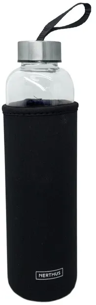 Sticlă de sticlă Nerthus - Negru, protecție din neopren, 600 ml