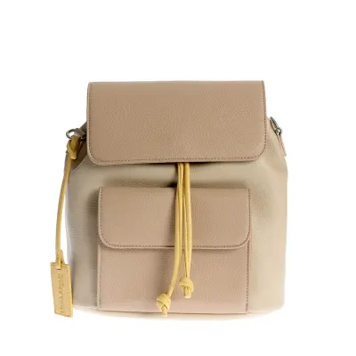 Rucsac bej elegant cu design minimalist si inchidere cu snur