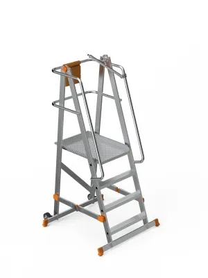 Scara industriala rabatabila (pliabila) din aluminiu cu 3 trepte si platforma h=104cm, inaltime de lucru 2,8m - CNO-SME-FWPL13