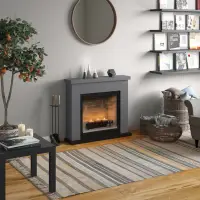 Frode Solid Grey Semineu cu lumanari ZenFlame