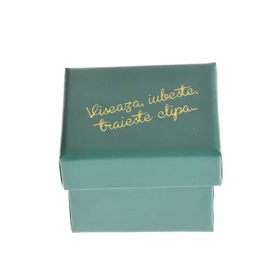 Cutie de cadou verde cu mesaj 4.5 cm