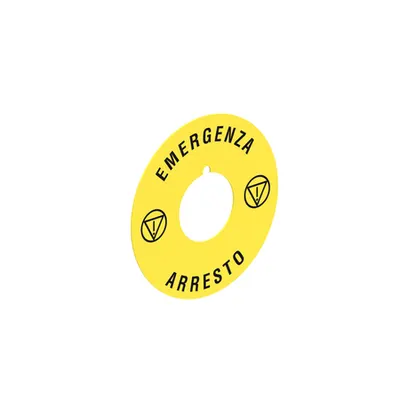 Plastic Disk For Mushroom Head Pushbuttons, Emergenza Arresto Ø60mm / 2.4in