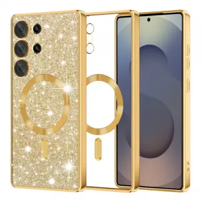 Husa MagSafe pentru Samsung Galaxy S25 Ultra S938, Techsuit, Luxury Glitter, Aurie