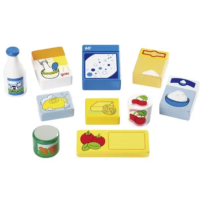 Set joaca - Toy shop miniatures in a basket, food and household goods