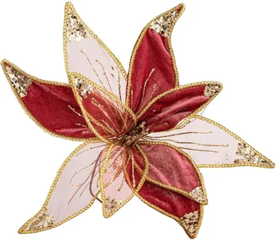 Decorare Eurolamp - Floare de catifea, 40 cm, roșu închis