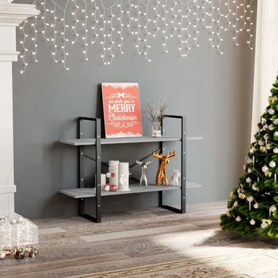 vidaXL Bibliotecă cu 2 rafturi, gri beton, 100x30x70 cm, PAL