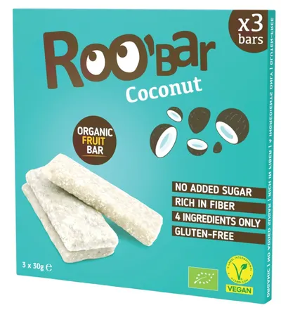 Baton de cocos organic, 3 x 30 g, Roobar