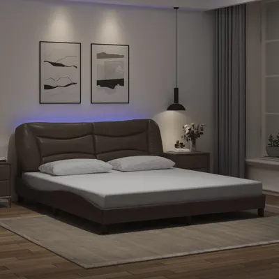 vidaXL Cadru de pat cu LED fără saltea, Hvar, maro, 180x200 cm