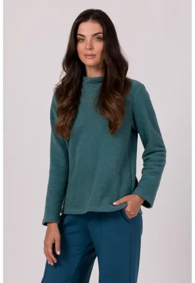 Bluza cu guler inalt - - Turcoaz