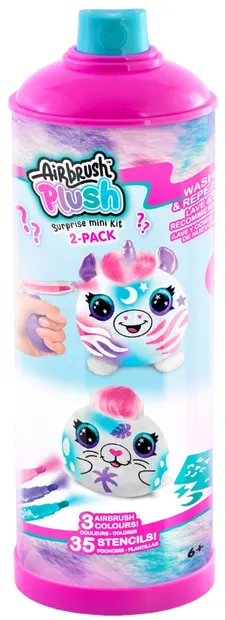 Set creativ Canal Toys Airbrush plush - Mini jucarie de plus pentru colorat, 2 bucăți, sortiment