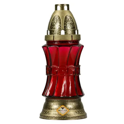 Candela din Sticla cu Brau Stantat 637R Max-Pol, Rosu, 18 Ore